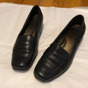 Born black leather loafers